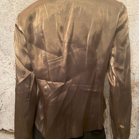 Laura Taupe Shimmer Blouse with Covered Buttons - Picture 3 of 4